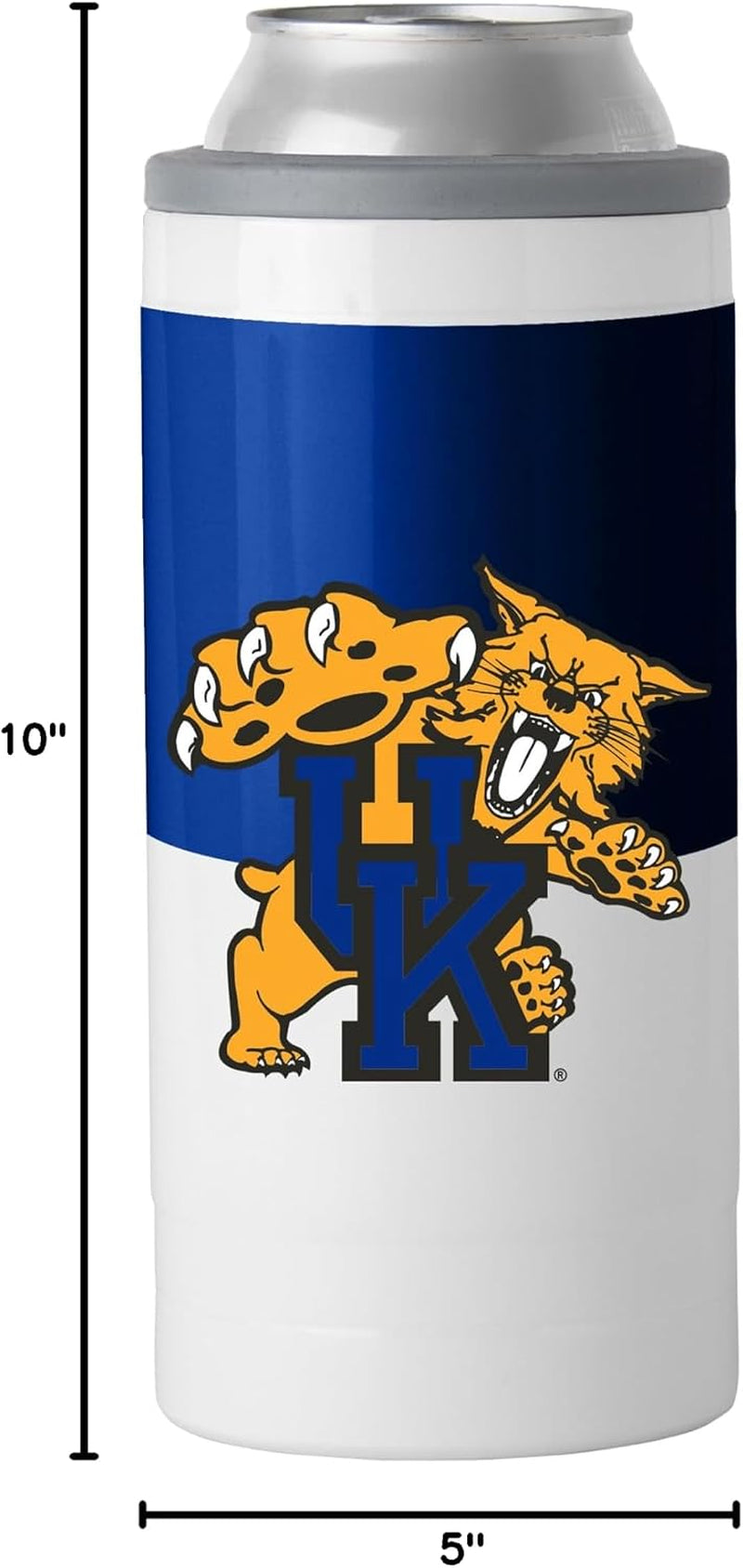 NCAA Kentucky Wildcats 12Oz Colorblock Slim Can Coolie - Stainless Steel, Double-Wall Insulated, Removable Rim for Cocktail Tumbler Use
