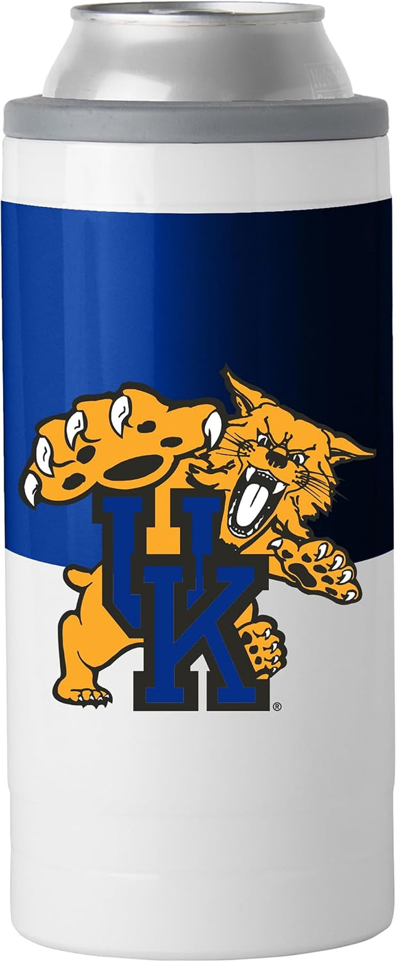 NCAA Kentucky Wildcats 12Oz Colorblock Slim Can Coolie - Stainless Steel, Double-Wall Insulated, Removable Rim for Cocktail Tumbler Use