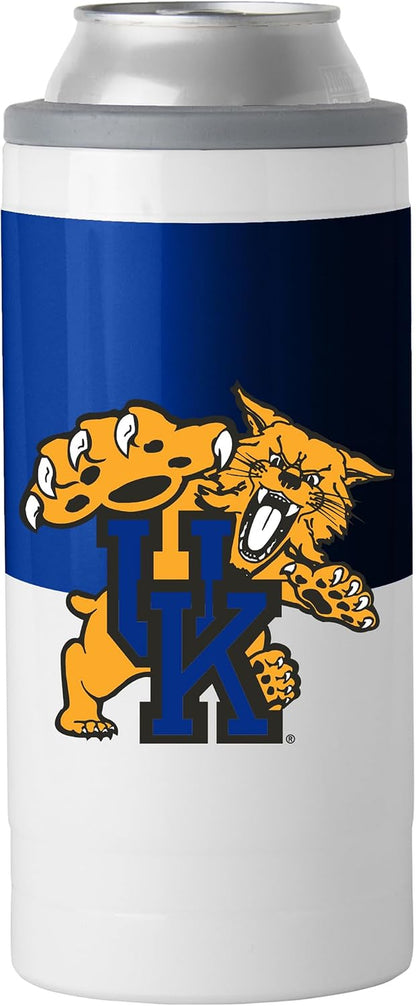 NCAA Kentucky Wildcats 12Oz Colorblock Slim Can Coolie - Stainless Steel, Double-Wall Insulated, Removable Rim for Cocktail Tumbler Use